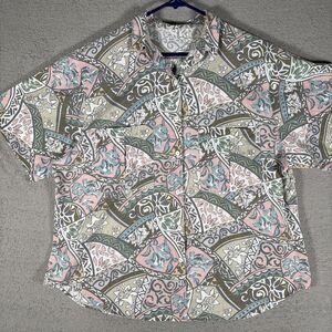 VNTG Cherokee Women‎ Size 18W Pastel Abstract Tribal Print Short Sleeve Boxy Top